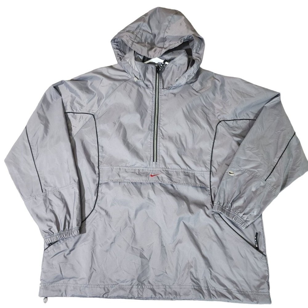 Nike Jacket Mens Large Gray Hooded Golf Windbreaker Water Resistant Zip Pockets‎